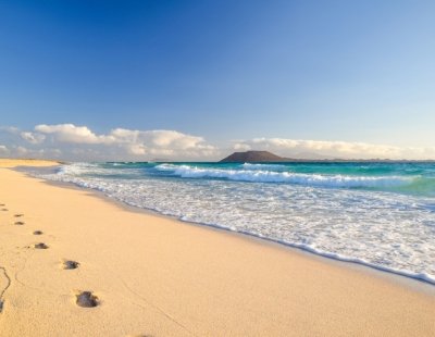 Footsteps on Corralejo beach, Canary Islands, Spain