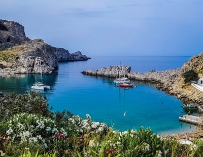 Overlooking Rhodes coastline, Greece