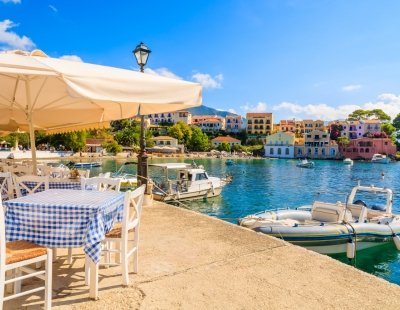 Zakynthos town cafes and harbour, Greece
