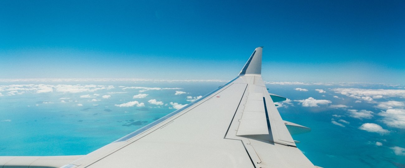 Looking out over aeroplane wing