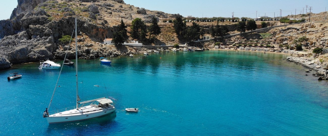 Boat on St Pauls Bay, Rhodes, Greece