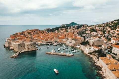View of Dubrovnik walls and sea, Croatia