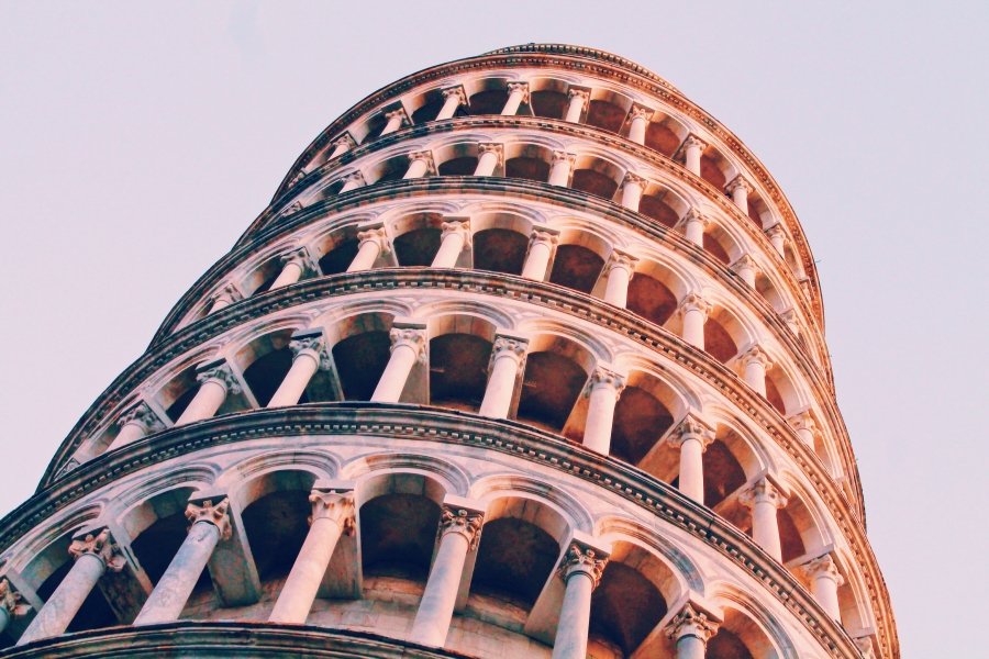 Leaning tower of Pisa from the ground, Tuscany