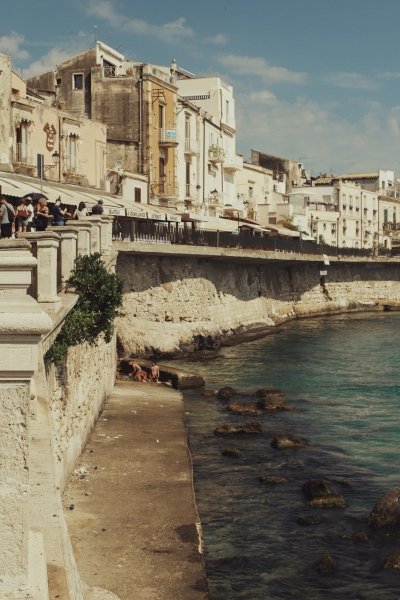 Buildings overlooking Syracuse coast