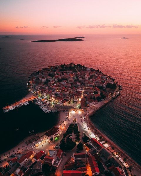 Primosten at sunset, Croatia