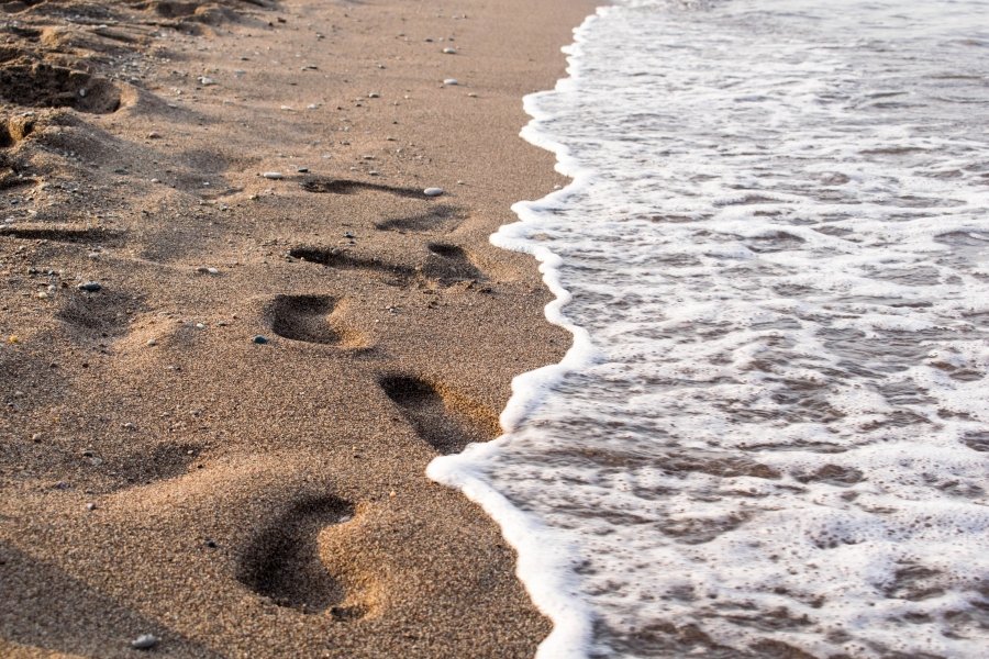 Footsteps on the beach, Pefkos, Rhodes