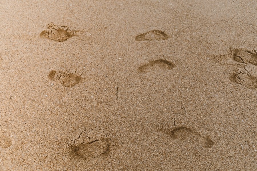 Footsteps on the beach,
