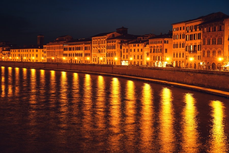 Pisa buildings at night, Tuscany