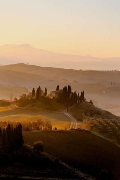 Tuscany countryside at dusk, Italy