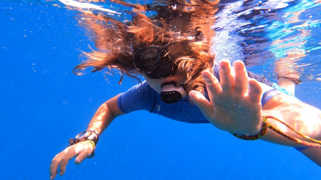 Child snorkelling, Zakynthos