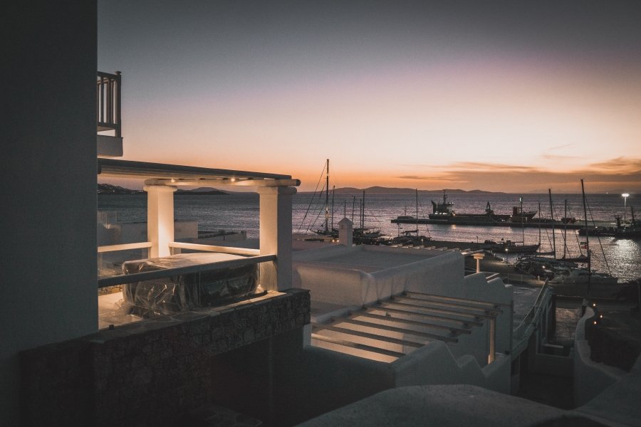 View of Ornos harbour, Mykonos