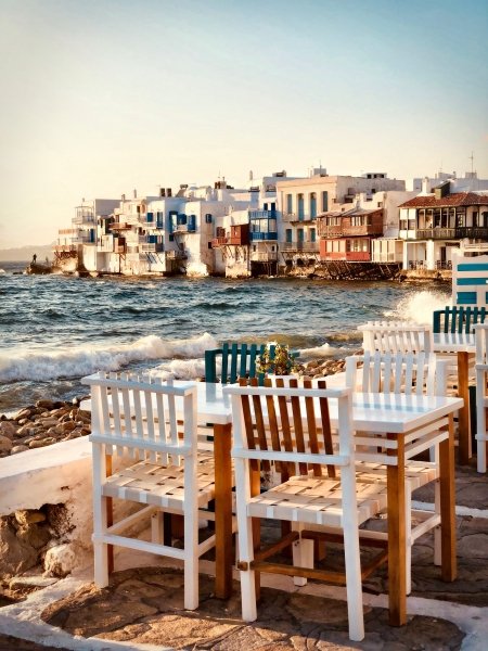 Cafe overlooking the sea in Mykonos