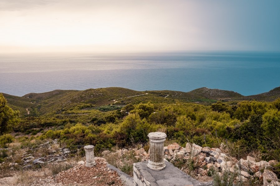 Pillars overlooking Zakynthos sea