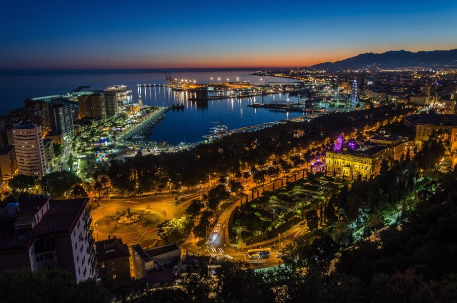 Malaga City at night