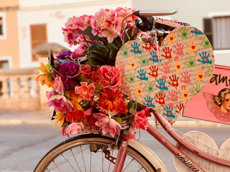 Bike with flowers, Menorca, Spain