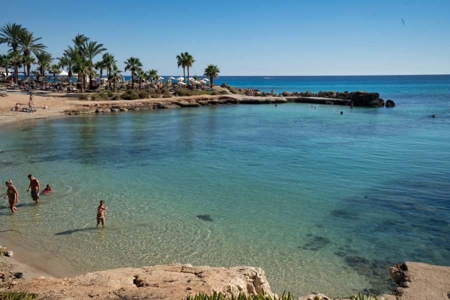 Family at Nissi Beach, Cyprus